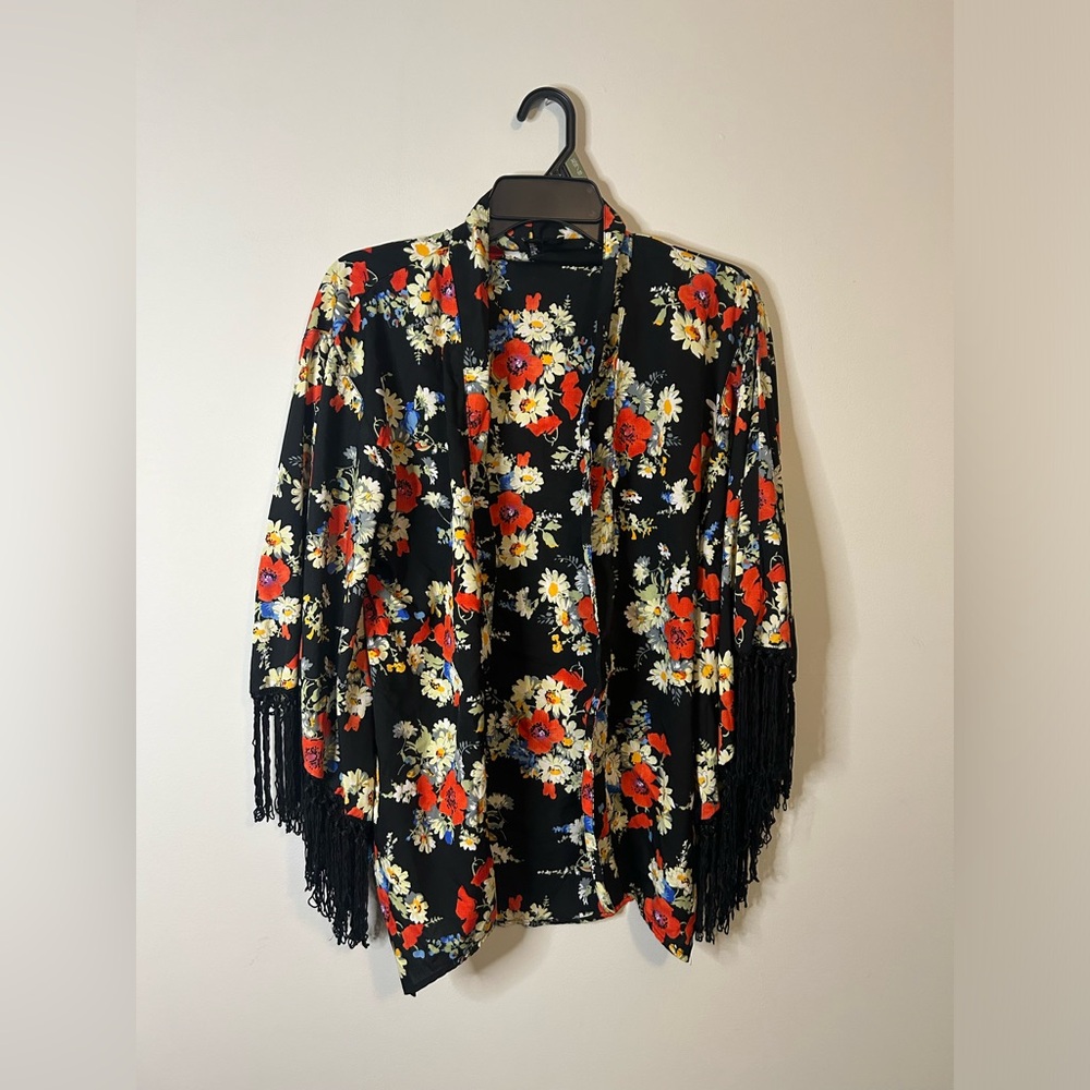 Fun & Flirt Black Floral Kimono